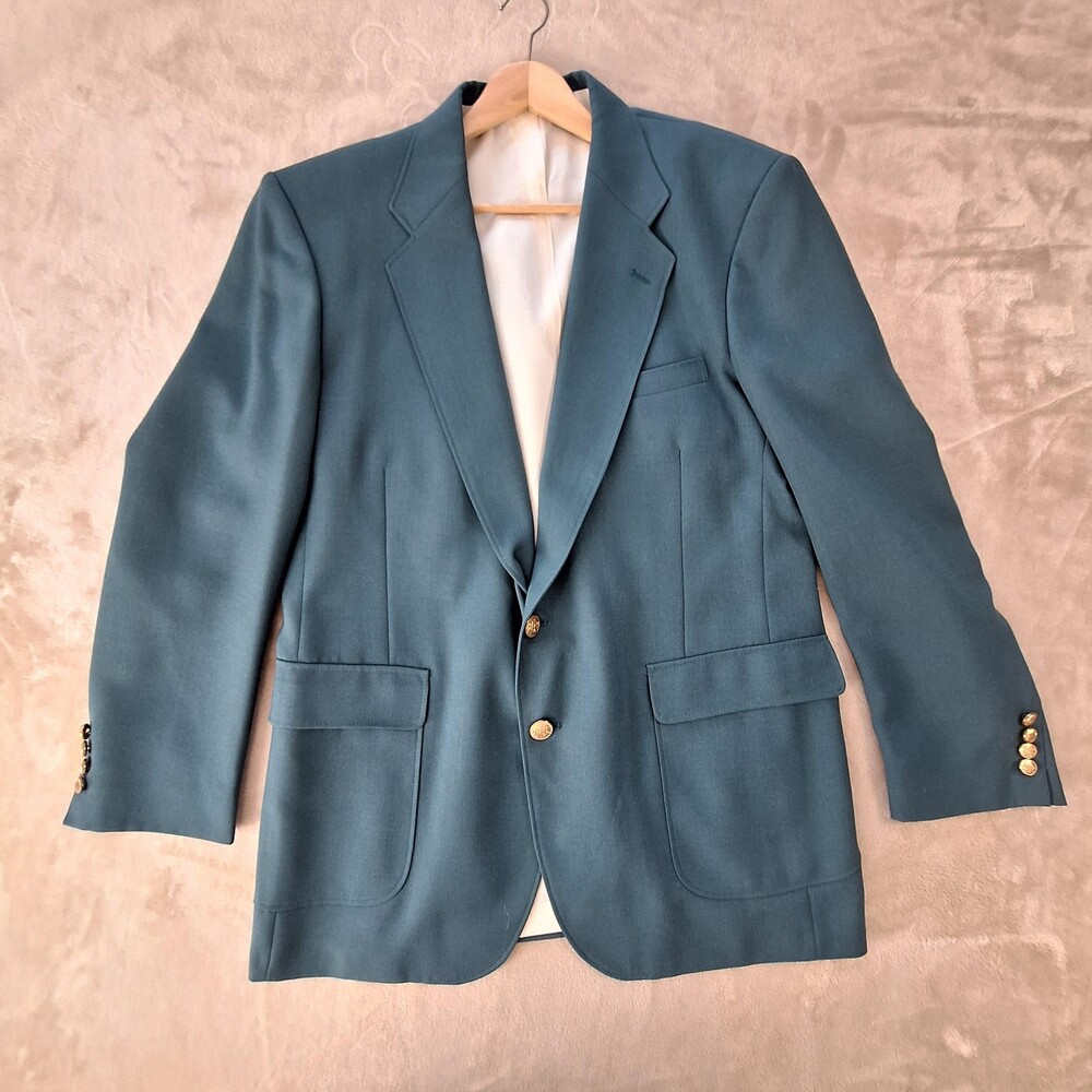 Charles Street Collection Blazer Mens 44 Long Blue Gold Buttons Sport Coat